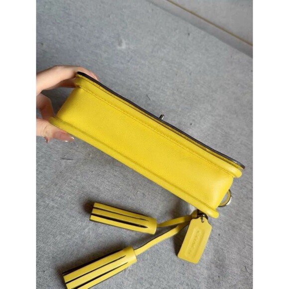 COACH Legacy Penny Crossbody Leather Bag Turn Lock Yellow with Tassels 19914 - Picture 5 of 8